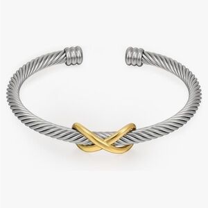 Silver and Gold twisted cuff bracelet with infinity knot designer Jewlery look